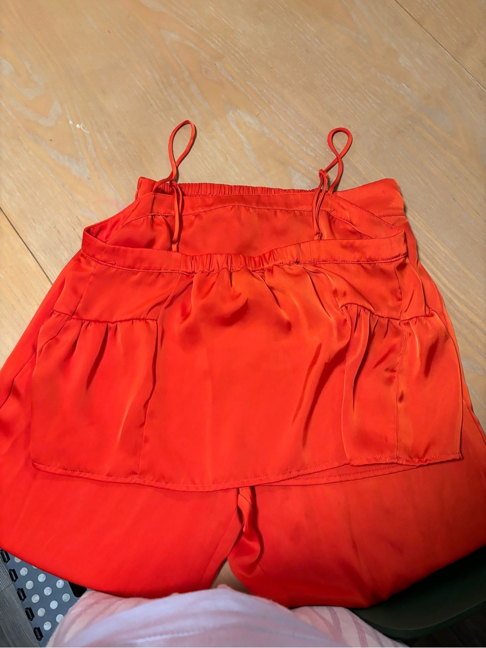 Women's Red Satin Wide-Leg Pants - Picture 6 of 7